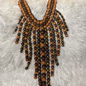 Sassy Jones Ebony Cascade Brown and Tan Beaded Necklace